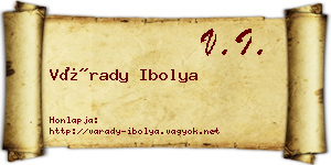 Várady Ibolya névjegykártya