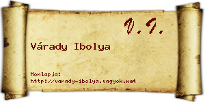 Várady Ibolya névjegykártya